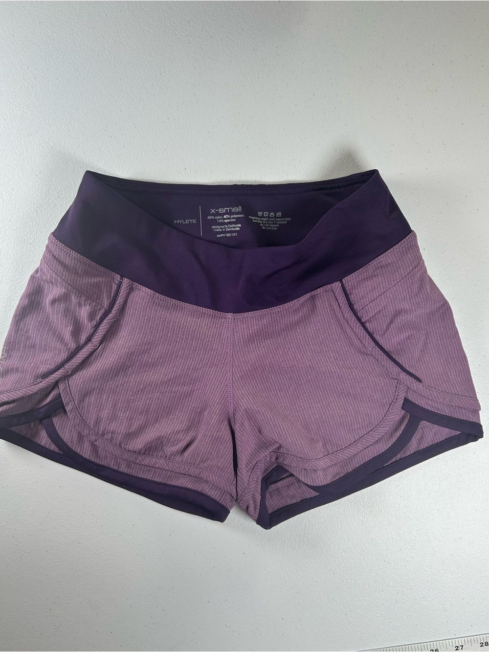 HYLETE Iris Scallop Lined Running Shorts Purple Mauve Size XS